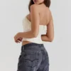 Aubrie Vintage Kremowy satynowy gorset z zdobieniami Aubrie Vintage Kremowy satynowy gorset z zdobieniami