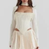 Aubrie Vintage Kremowy satynowy gorset z zdobieniami Aubrie Vintage Kremowy satynowy gorset z zdobieniami