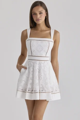 Ava White – Sukienki Letnie z bawełny z koronką broderie anglaise Ava White – Sukienki Letnie z bawełny z koronką broderie anglaise