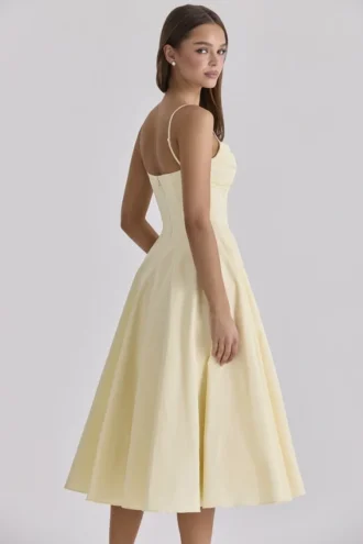 Bawełniana Sukienka Letnia Dahlia Lemon o kroju princess Bawełniana Sukienka Letnia Dahlia Lemon o kroju princess