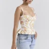 Bawełniany gorset z falbaną Gigou w wzór Royal Rose Bawełniany gorset z falbaną Gigou w wzór Royal Rose