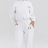 Biała bawełniana bluza z kapturem i polarową podszewką Muse Biała bawełniana bluza z kapturem i polarową podszewką Muse