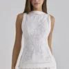 Biała bawełniana bluzka z koronką broderie anglaise i dekoltem w łódkę „Valencia” Biała bawełniana bluzka z koronką broderie anglaise i dekoltem w łódkę „Valencia”