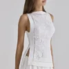 Biała bawełniana bluzka z koronką broderie anglaise i dekoltem w łódkę „Valencia” Biała bawełniana bluzka z koronką broderie anglaise i dekoltem w łódkę „Valencia”