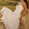 Biała bawełniana Sukienka Letnia midi Tatiana z haftem angielskim Biała bawełniana Sukienka Letnia midi Tatiana z haftem angielskim