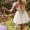 Biała bawełniana sukienka mini z gorsetem Florence Biała bawełniana sukienka mini z gorsetem Florence