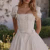 Biała bawełniana sukienka mini z odpinanym gorsetem „Lili” Biała bawełniana sukienka mini z odpinanym gorsetem „Lili”