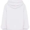 Biała bluza z kapturem z bawełnianym polarem w środku i zamkiem na całej długości Biała bluza z kapturem z bawełnianym polarem w środku i zamkiem na całej długości