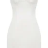 Biała mini sukienka bez ramiączek „Mimi” z tkaniny twill Biała mini sukienka bez ramiączek „Mimi” z tkaniny twill