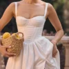 Biała sukienka letnia midi z gorsetem Kelly Biała sukienka letnia midi z gorsetem Kelly