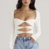 Biały body z wycięciami „Danica” Biały body z wycięciami „Danica”
