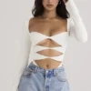 Biały body z wycięciami „Danica” Biały body z wycięciami „Danica”