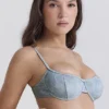 Biustonosz bikini z fiszbinami w niebieski wzór paisley Biustonosz bikini z fiszbinami w niebieski wzór paisley