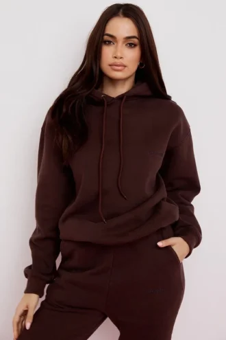 Bluza z kapturem Halo Chocolate z bawełnianym polarem