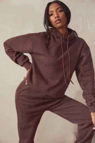 Bluza z kapturem Halo Chocolate z bawełnianym polarem