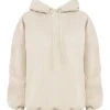 Bluza z kapturem Halo w kolorze owsianym z bawełnianym polarem pod spodem Bluza z kapturem Halo w kolorze owsianym z bawełnianym polarem pod spodem