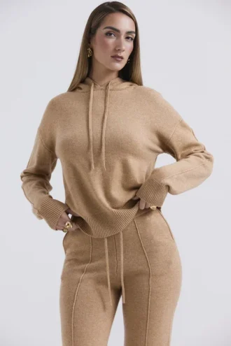 Bluza z kapturem Jionni z mieszanki kaszmiru w kolorze camel