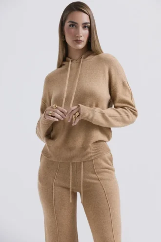 Bluza z kapturem Jionni z mieszanki kaszmiru w kolorze camel