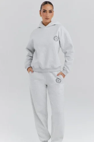 Bluza z kapturem Muse z jasnoszarego melanżowego dresu z bawełny