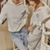 Bluza z kapturem Muse z jasnoszarego melanżowego dresu z bawełny Bluza z kapturem Muse z jasnoszarego melanżowego dresu z bawełny