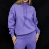 Bluza z kapturem oversize z bawełnianym polarem w kolorze fioletowym Halo Bluza z kapturem oversize z bawełnianym polarem w kolorze fioletowym Halo