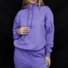 Bluza z kapturem oversize z bawełnianym polarem w kolorze fioletowym Halo Bluza z kapturem oversize z bawełnianym polarem w kolorze fioletowym Halo