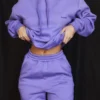 Bluza z kapturem oversize z bawełnianym polarem w kolorze fioletowym Halo Bluza z kapturem oversize z bawełnianym polarem w kolorze fioletowym Halo