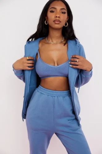 Bluza z kapturem Storm Azure z bawełnianym polarem i zamkiem