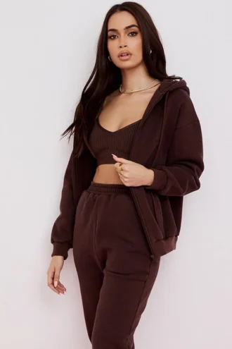 Bluza z kapturem Storm Chocolate z polarową podszewką i zamkiem Bluza z kapturem Storm Chocolate z polarową podszewką i zamkiem