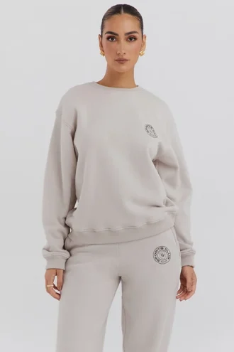 Bluza z okrągłym dekoltem z bawełnianego polaru Haze Cloud