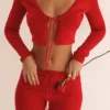 Bluzka z dzianiny prążkowanej Perla Cherry Bluzka z dzianiny prążkowanej Perla Cherry