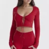 Bluzka z dzianiny prążkowanej Perla Cherry Bluzka z dzianiny prążkowanej Perla Cherry