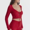 Bluzka z dzianiny prążkowanej Perla Cherry Bluzka z dzianiny prążkowanej Perla Cherry