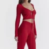 Bluzka z dzianiny prążkowanej Perla Cherry Bluzka z dzianiny prążkowanej Perla Cherry