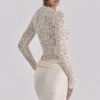 Body Ellie Vintage z długim rękawem z koronki w kolorze kości słoniowej