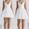 Brigitte Biała bawełniana mini sukienka z gorsetem w stylu broderie anglaise Brigitte Biała bawełniana mini sukienka z gorsetem w stylu broderie anglaise