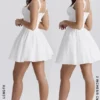 Brigitte Biała bawełniana mini sukienka z gorsetem w stylu broderie anglaise Brigitte Biała bawełniana mini sukienka z gorsetem w stylu broderie anglaise
