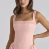 Brzoskwiniowa bawełniana Sukienka Letnia midi Dorothy Brzoskwiniowa bawełniana Sukienka Letnia midi Dorothy
