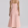 Brzoskwiniowa bawełniana Sukienka Letnia midi Dorothy Brzoskwiniowa bawełniana Sukienka Letnia midi Dorothy