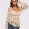 Cara Vintage Ivory – długi rękaw i koronkowy peplum na topie Cara Vintage Ivory – długi rękaw i koronkowy peplum na topie