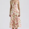 Carmen Pink Peony Print Cotton Bustier Sukienka Letnia Carmen Pink Peony Print Cotton Bustier Sukienka Letnia