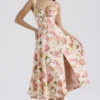 Carmen Pink Peony Print Cotton Bustier Sukienka Letnia Carmen Pink Peony Print Cotton Bustier Sukienka Letnia