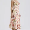 Carmen Pink Peony Print Cotton Bustier Sukienka Letnia Carmen Pink Peony Print Cotton Bustier Sukienka Letnia