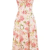 Carmen Pink Peony Print Cotton Bustier Sukienka Letnia Carmen Pink Peony Print Cotton Bustier Sukienka Letnia