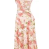 Carmen Pink Peony Print Cotton Bustier Sukienka Letnia Carmen Pink Peony Print Cotton Bustier Sukienka Letnia