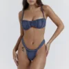 Ciemnoniebieski stanik bikini z marszczeniami „Cassis” Ciemnoniebieski stanik bikini z marszczeniami „Cassis”