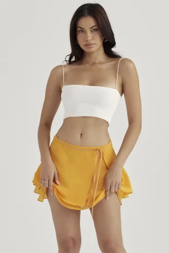 Clarice Tangerine Floaty Layered Mini Spódnica