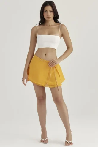 Clarice Tangerine Floaty Layered Mini Spódnica