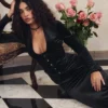Czarna aksamitna sukienka gorsetowa „Arabella”