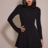 Czarna elastyczna sukienka mini z krepy z godetami „Francesca”